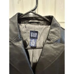 Gap Black Leather Jacket Button Front Flap Pockets Women’s Size M Photo 1