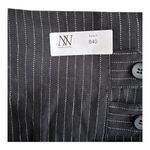 #840 Adeline Womens Small Pinstripe Pencil Skirt Black & White Button Detail Photo 3