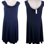 NY & Co Dress Navy XL Short Sleeve Draped Neck Stretch New Blue Photo 1