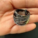 NWT Noir Elegant Black and Silver Twisted Ring Set Size 7 Photo 3