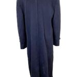 Evan Picone Vintage 100% wool double breasted navy blue overcoat size large L Photo 4