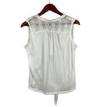 Womens White Sleeveless Top With Lace Detail & Front Tie Size M Photo 1