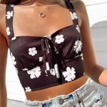 Boutique Black & White Floral Crop Top Photo 0