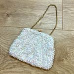 Vintage beaded clutch Pearl white Gold Photo 0