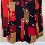 Calvin Klein  Women’s Floral Geometric Pattern Print Button-Up Long Sleeve Blouse Photo 2