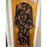 Vintage California Dynasty 2 Piece Floral Feminine Slip and Robe Set Size Small Black Photo 8