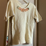 FINAL MARKDOWN Cream Knit Top with Floral Embroidery one size fits most Photo 0