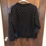 Cabin creek Black/teal/Purple Floral & Plaid Vintage  Crew Neck Sweater Size M Photo 2
