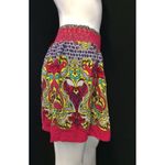 Forever 21 XXI Skirt Pink Red Ruched Yoke Waist Medium Mini Photo 1