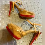 Gianni Bini  suede tan snakeskin heel with strap spring boho glam party platform Photo 1