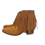 Taos Fringe Ankle Boots Womens 8 8.5 Brown Suede‎ Leather Western BOHO Festival Photo 6