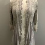 BKE  Boutique Chiffon Lace overlay Flyaway Cardigan. Size XSmall Glacier … Photo 0