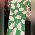 Diane Von Furstenberg  Green White Wide Leg Pants sz LG floral wide leg casual Photo 4