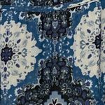 Loft ANN TAYLOR SIZE MEDIUM Blue White Smocked Dress medallion paisley design Photo 4