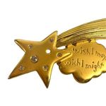 Vintage JJ Artifacts 3" Shooting Star Rhinestone Wish I May Silver Metal Brooch Gold Photo 2