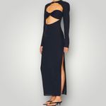 LIONESS  Aswan‎ Cut Out Maxi Dress Black Linen Blend Sz S NWT Photo 1