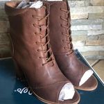 Seychelles Brown Leather Peep Toe Booties  Photo 4
