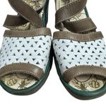 Fly London White Brown Cutout Leather Wedge Sandals Women’s Size 40 US 8-8.5 Photo 10