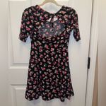 Wallflower Pink and Black floral dress short sleeves partial open back skater Size M Photo 1