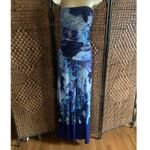 Size S//Fuzzi Strapless Bandeau Halter Blue Floral Jumpsuit Photo 1