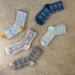 5 Pairs Vintage Style Floral Embroidered Crew Socks Lace Knit Thick Warm New Green Photo 3