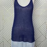 Qi Knit Tank Top Tunic Navy Blue Silver Photo 0