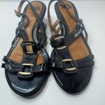 Sofft Black Leather Strappy Wedge Sandals Size 10M Photo 0