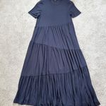 NWOT Saint+Sofia Greenwich Asymmetric Short Sleeve Maxi Dress Flowy Navy Blue Size 10 Photo 2