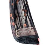 Black Velvet Silk Viscose Sheer Burnout Geometric Pattern Scarf Photo 1