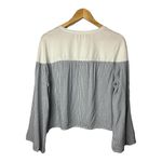 ZARA  Trafaluc‎ Striped Long Sleeve Top Cream Gray Casual Blouse Women Size Large Photo 1