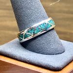 Sterling Silver Crushed Turquoise Mosaic Inlay  Southwestern Ring Size 11 Photo 1
