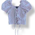 Milk & Honey‎ Gingham Floral Tie Front Top Womens Size S Pink Brown Photo 0