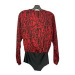 ZARA  Women's Top Red Leopard Print Satin Bodysuit Shirt S Photo 3