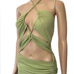 Zaful Green Sexy Sultry Strappy Cutout Beach Vacation Club Ribbed Halter Dress Photo 1