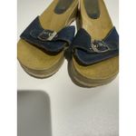Route 66  Blue Denim Slip On Wooden Sandals Size 8 Chunky Boho‎ Y2K Photo 3
