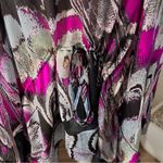 Roberto Cavalli  Women's Multicolor V-Neck Silk Chiffon Butterfly Printed Top Photo 2