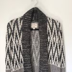 Lucky Brand  Los Angeles Women's Black Cream Knit‎ Open Front Cardigan Sweater Photo 3