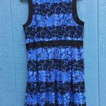 Elle Striped Floral Sleeveless Dress Pleated Blue Photo 3