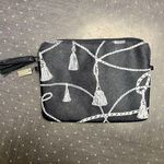 Chico's Black Navy Blue Tassel Cosmetic Travel Tablet Tech Handbag Clutch NWT Photo 0