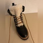 Sigerson Morrison women ISA black leather sheepskin combat boots size 6.5 Photo 8