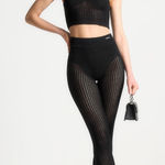 Maniere De Voir Manière De Voir Black Knitted High Waisted Leggings Size Medium Photo 0