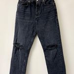AGOLDE  High Rise Busted Knee Crop Straight Leg Jeans Black Denim Women's Size 28 Photo 2