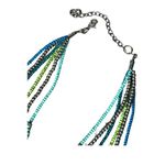 Vintage Blue and Green Multi Strand Necklace, Teal Bead Six Strand Necklace Photo 5