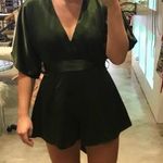 fab'rik Satin Forrest Green Romper Photo 0