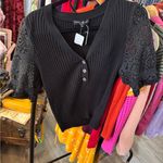 Central Park West Black Ribbed Button-Up Top. Center Park west. Size medium. Photo 0