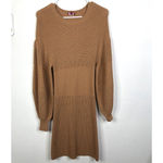 STAUD NEW  Women's Small Marylebone Long Sleeve Sweater Mini Dress Camel Brown Photo 2