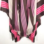 Free People  Back Bay Hooded Kimono Poncho Sweater Wrap Fringed Striped Boho Photo 9