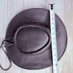 Leather vintage shapeable cowboy hat leather suede belted Harley Davison pin Black Photo 10