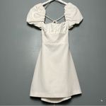 ZARA  Puff Sleeve Open Back White Linen Blend Milkmaid Mini Dress Women’s Size S Photo 2