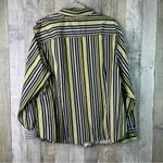 Jones New York  3X Striped Navy, Lime & White Button Front Shirt Long Sleeves Photo 1